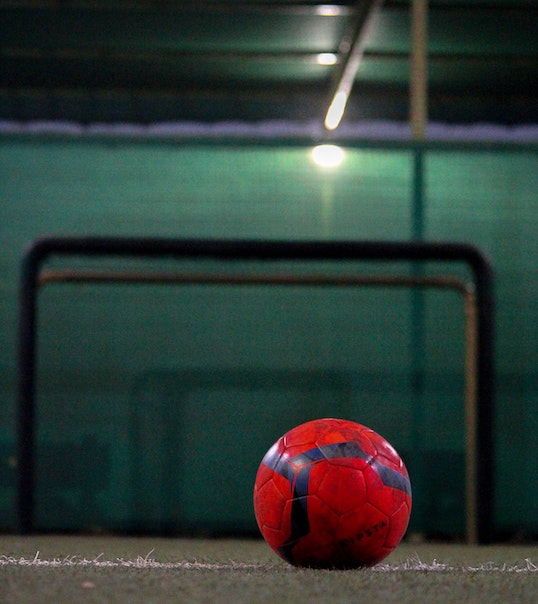 red-football-and-indoor-goal